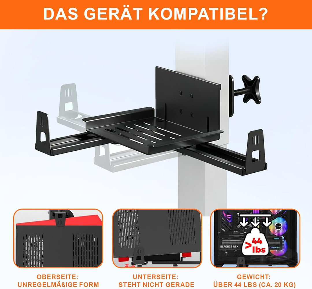 PC Halterung Unter Schreibtisch Klemmbar - Computer Halterung | Höhenverstellbar ohne Bohren - CPU H