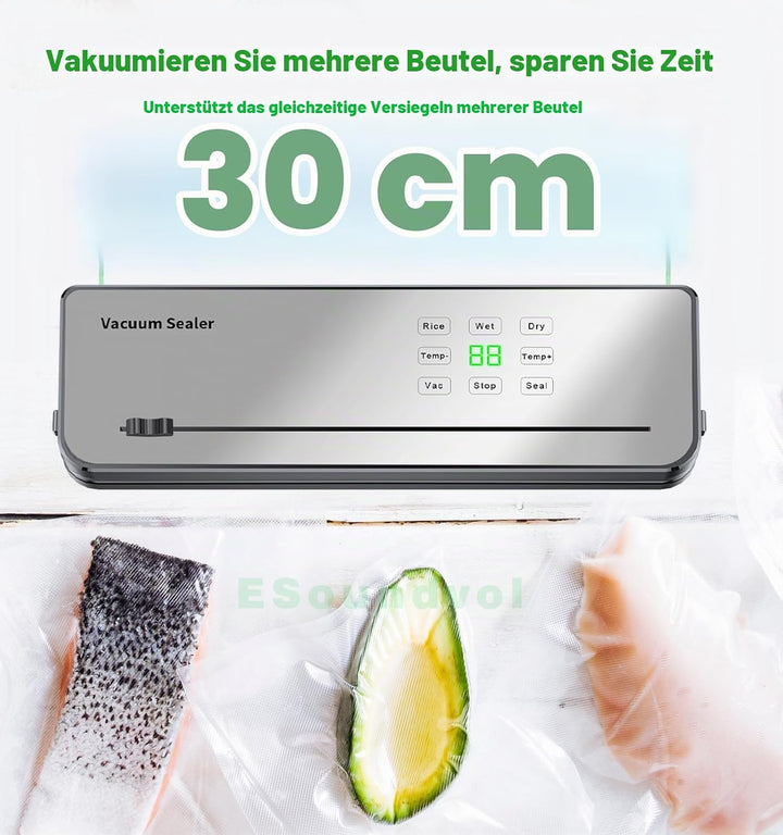 Vakuumiergerät, ESoundvol 8-in-1 Vakuumierer zur Temperaturkontrolle von Lebensmitteln, Eingebautem