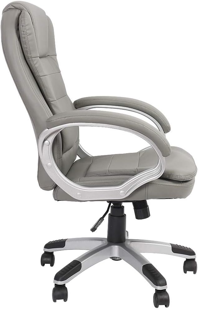 Melko Bürostuhl ergonomisch Bürodrehstuhl mit Armlehne Gamingstuhl Grau PU-Leder Chefsessel 120 kg B
