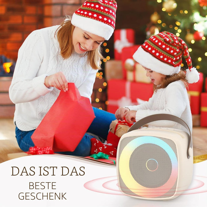 Karaoke Maschine 2 Mikrofone für Jungen Mädchen, tragbare Bluetooth-Lautsprecher mit dynamischen Lic