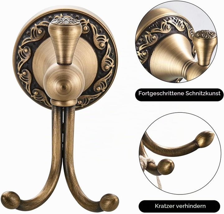 CASEWIND Handtuchhaken Antik, Kleiderhaken Messing, Garderobenhaken Handtuchhalter Rustikal Retro mi