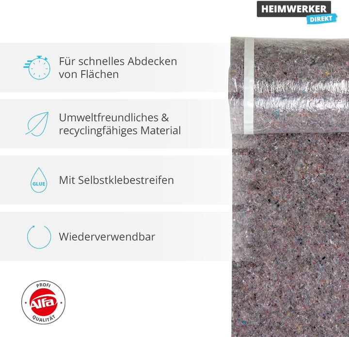 2x Alfa Treppenvlies 330 mm x 25 m Profi-Qualität selbstklebendes Abdeckvlies 230 g/m² für Treppen,
