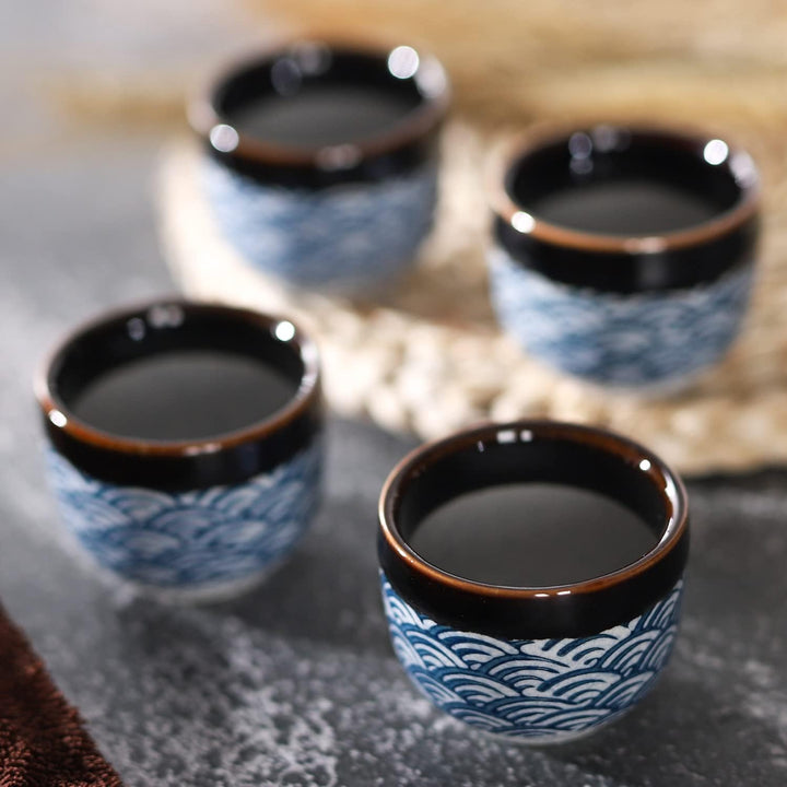Sake-Set aus Keramik, japanischer Sake, 7 Stück, beinhaltet 1 Sake-Flasche, 6 Sake-Becher für heisse