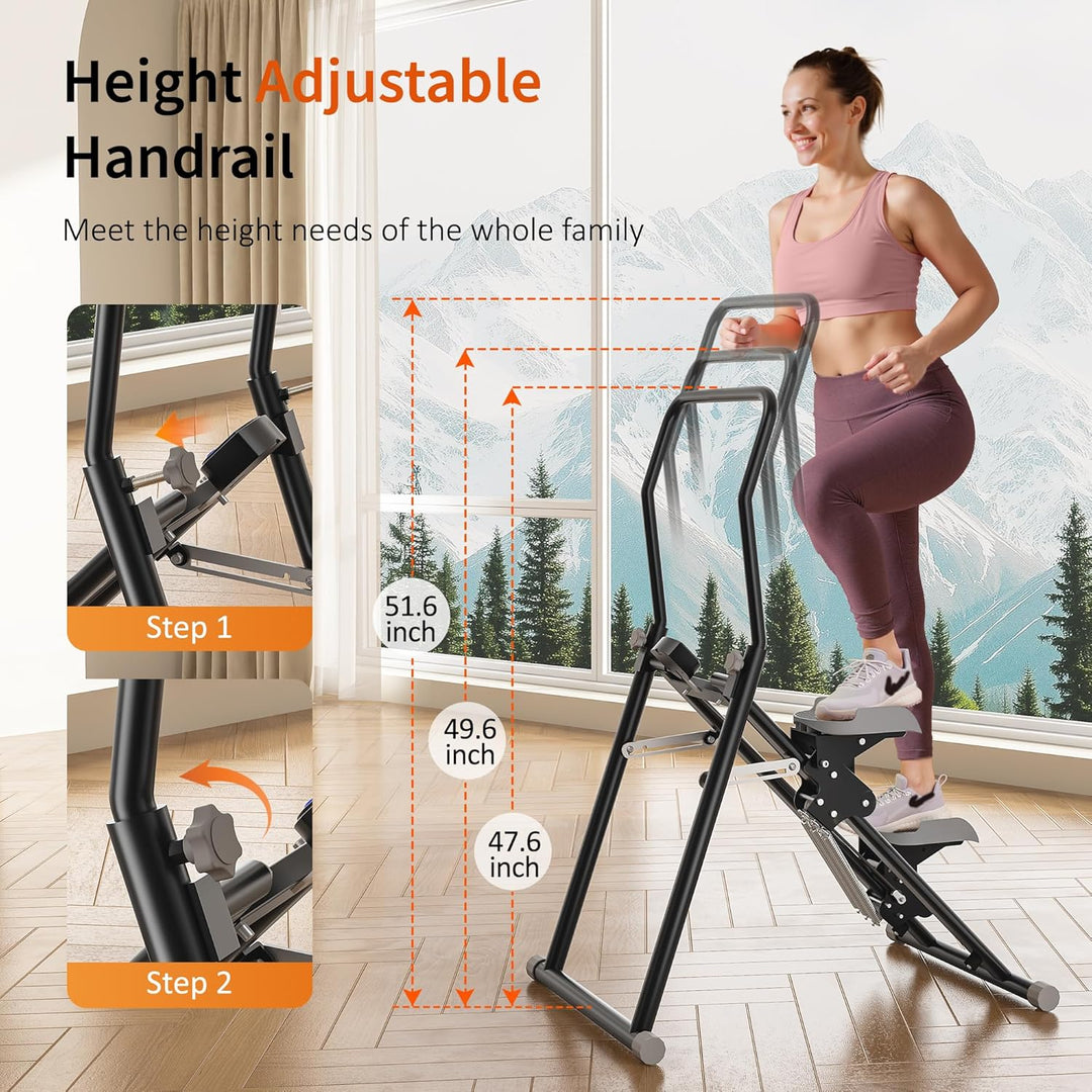 MOMODA Treppenstepper Klettertrainer mit Reistance für Zuhause Cardi Übung faltbar grau Weiss/opulen