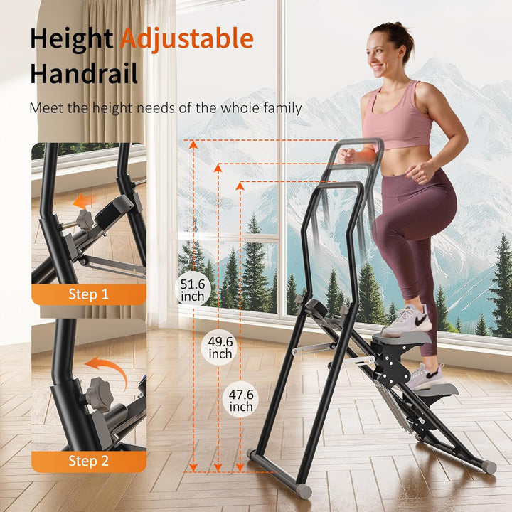 MOMODA Treppenstepper Klettertrainer mit Reistance für Zuhause Cardi Übung faltbar grau Weiss/opulen