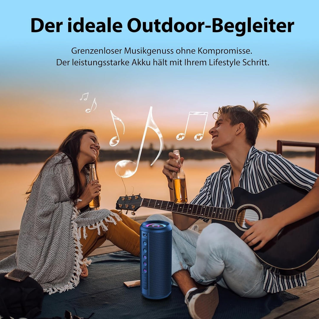 Bluetooth Lautsprecher, 2026 Musikbox Bluetooth 5.4 mit RGB Lichter, Tragbarer Lautsprecher Freispre