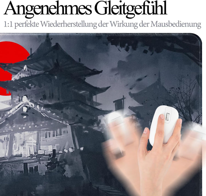 Mousepad,XXL Japanische Kunst Mauspads,Überdimensionales rutschfeste Gummimatten Gaming-Mauspads,Was