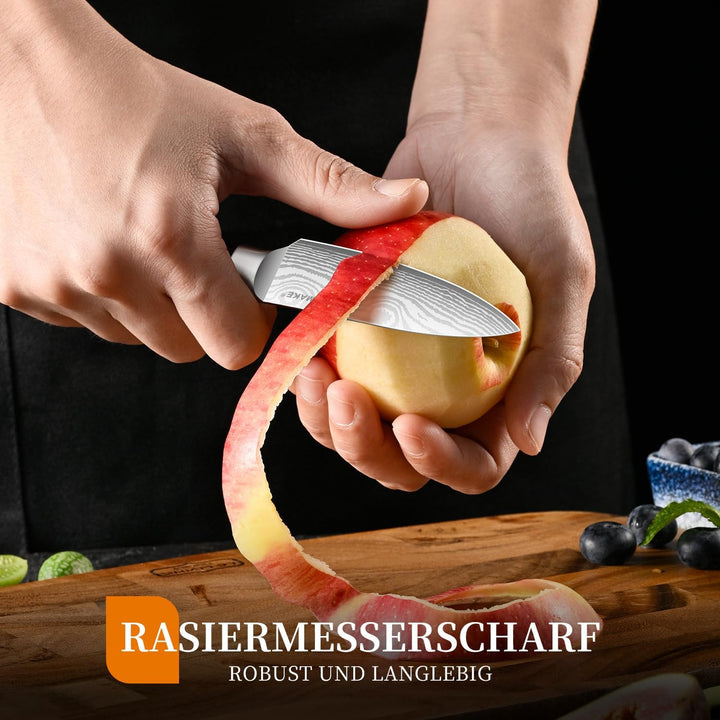 KEEMAKE Küchenmesser Klein Schälmesser, 9cm Profi Obstmesser und Gemüsemesser aus Edelstahl mit Klin