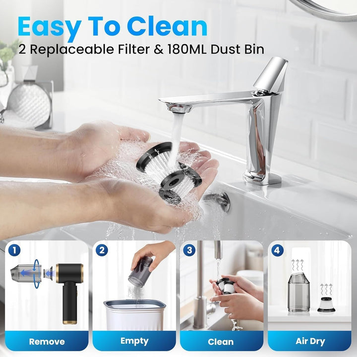 Handstaubsauger, 15000Pa Handstaubsauger Akku Kabellos, 4 In 1 Leistungsstarker Auto Staubsauger Sta