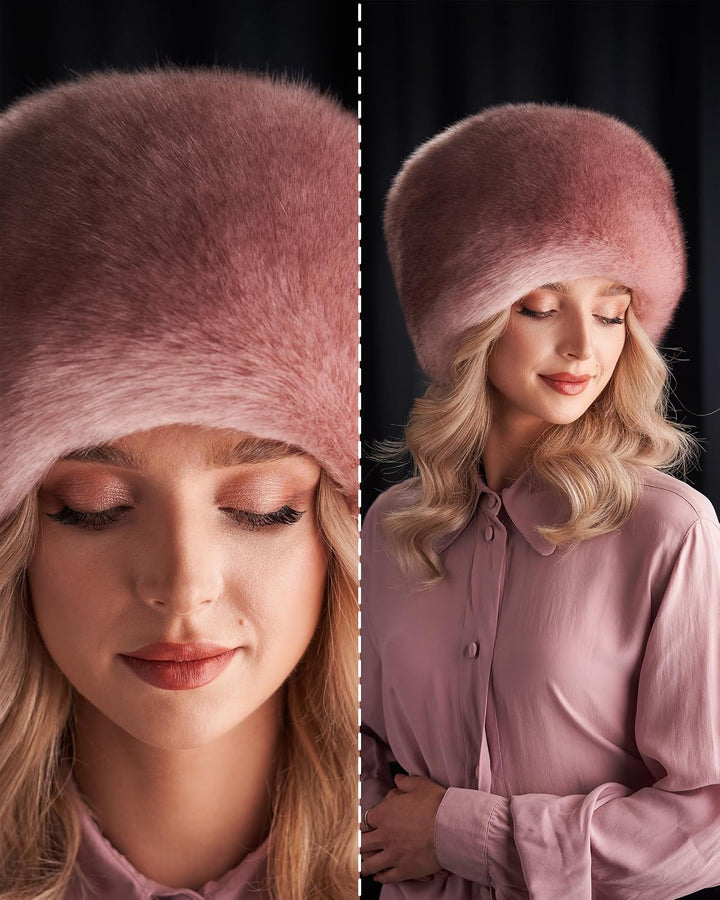 Futrzane Siberian Kosakenmütze - Pelzmütze Damen - Fell Pelz Russische Mütze XS Rosa Siberian, XS Ro