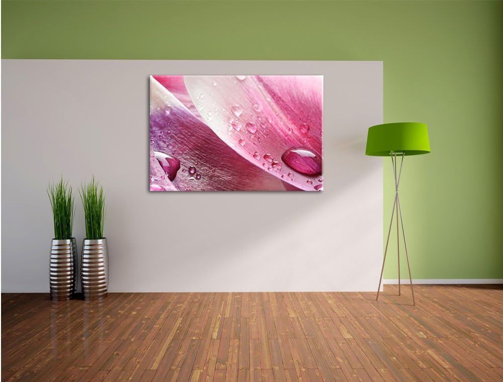 Pixxprint Tulpenblätter als Leinwandbild/Grösse: 100x70 cm/Wandbild/Kunstdruck/fertig bespannt, 100x