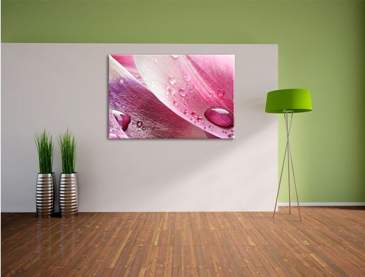 Pixxprint Tulpenblätter als Leinwandbild/Grösse: 100x70 cm/Wandbild/Kunstdruck/fertig bespannt, 100x