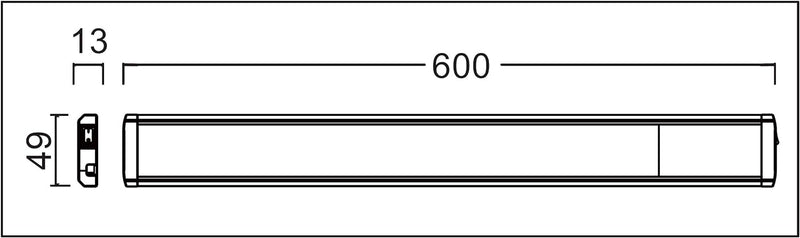 Trango - 2533 LED Unterbaulampe - 4-Stufen dimmbar - Lichtleiste 600mm lang - 12 Watt 230V - In Tita