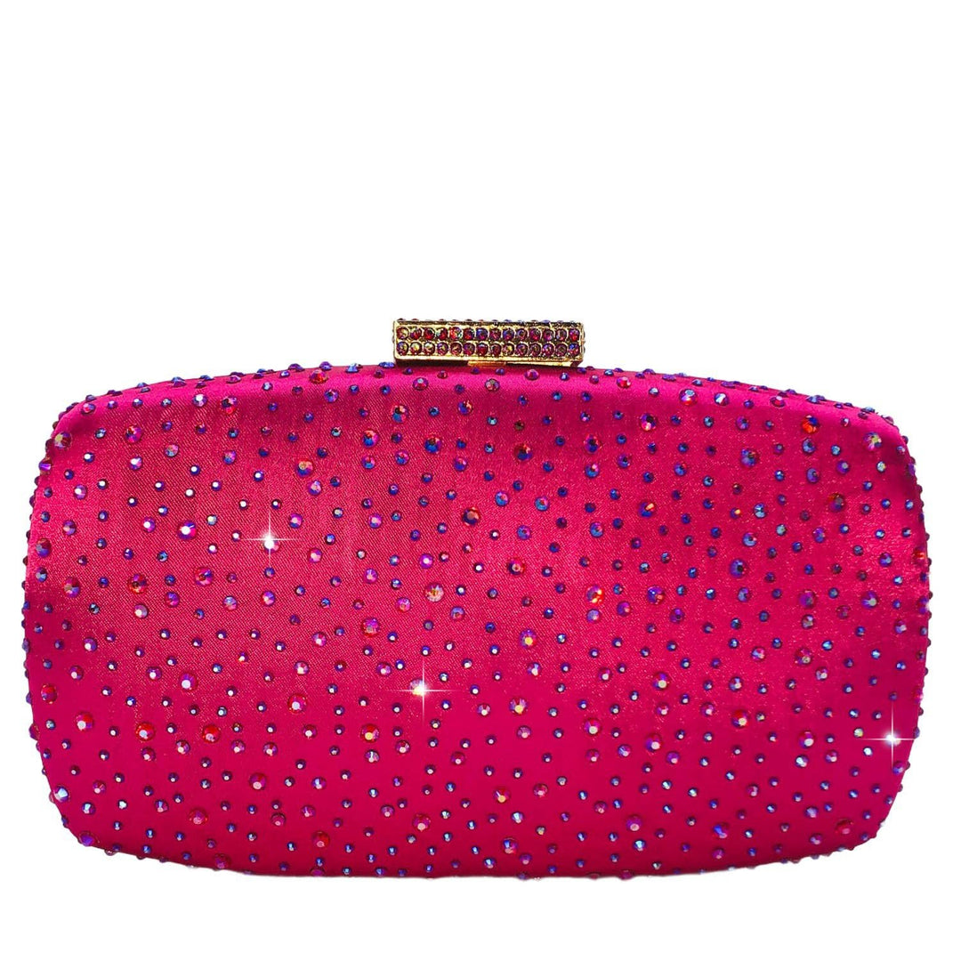 Boutique De FGG Damen-Handtaschen, Hochzeit, Party, Kristall, Clutch, Braut, Strass, Taschen Fuchsia