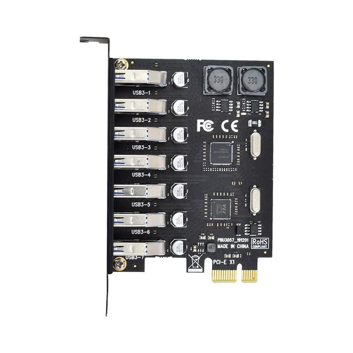 Xiwai PCI-E auf USB 3.0 HUB PCI Express Erweiterungskarte Adapter 5 Gbit/s für Motherboard 7Ports, 7
