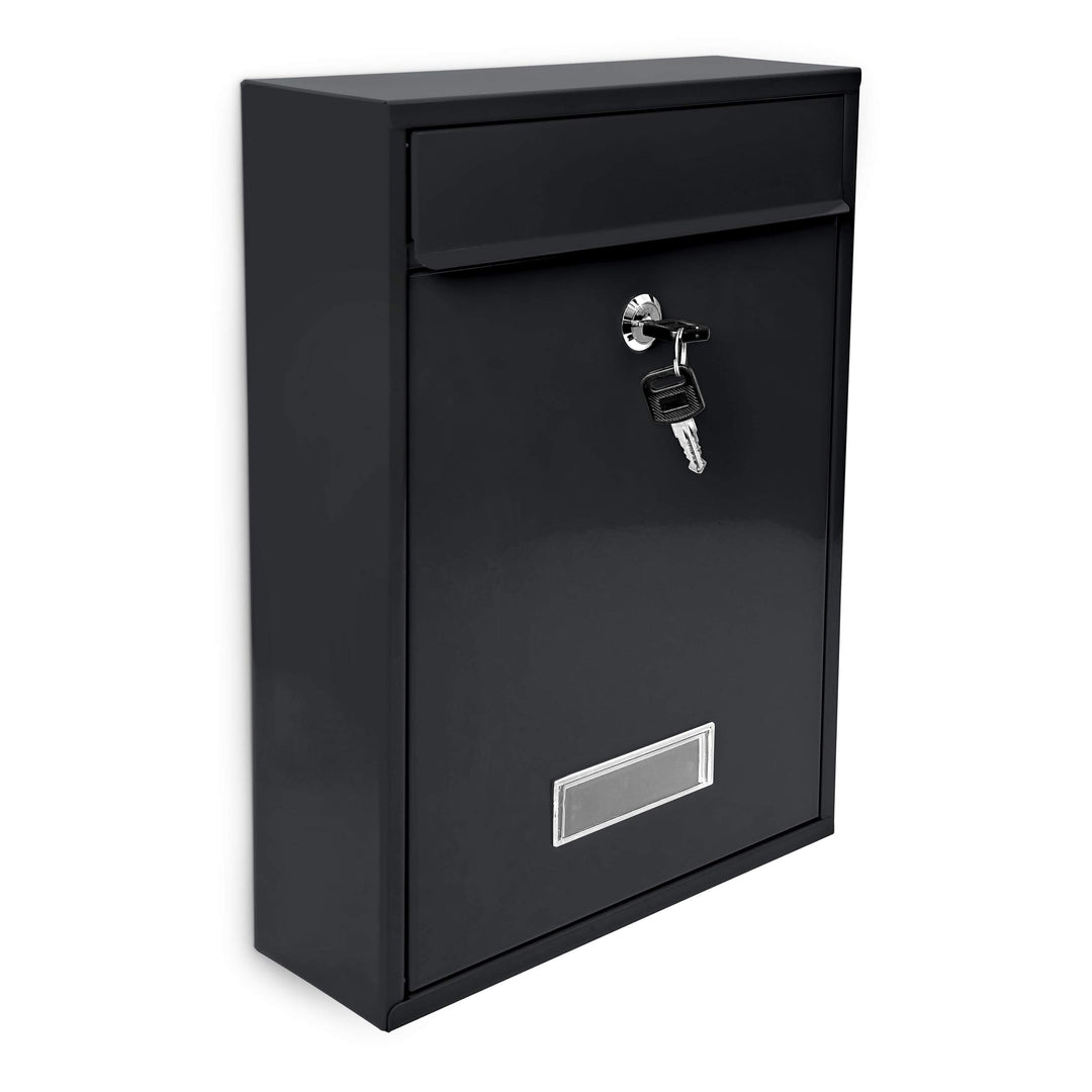 Design Briefkasten Metall Schwarz 26,5 x 35 x 8,5 cm, Schwarz