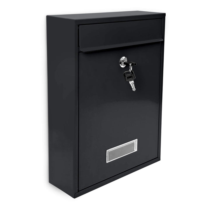 Design Briefkasten Metall Schwarz 26,5 x 35 x 8,5 cm, Schwarz