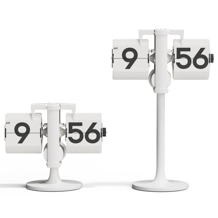 mooas Stehende höhenverstellbare Tischuhr (weiss), Retro, Vintage, Analog-Design, Standuhr, batterie