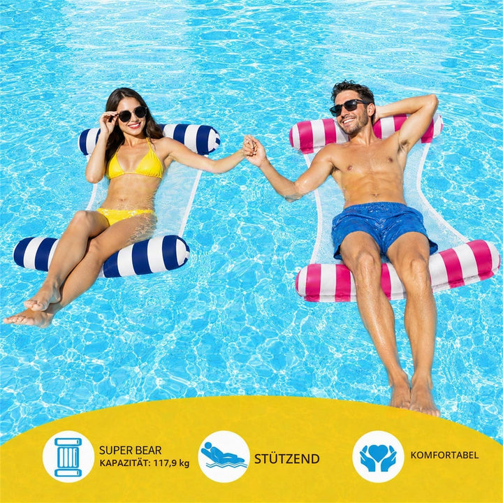 2er-Pack Luftmatratze Pool für Erwachsene, Premium Luftmatratze Wasser mit Handluftpumpe, 4-in-1 was