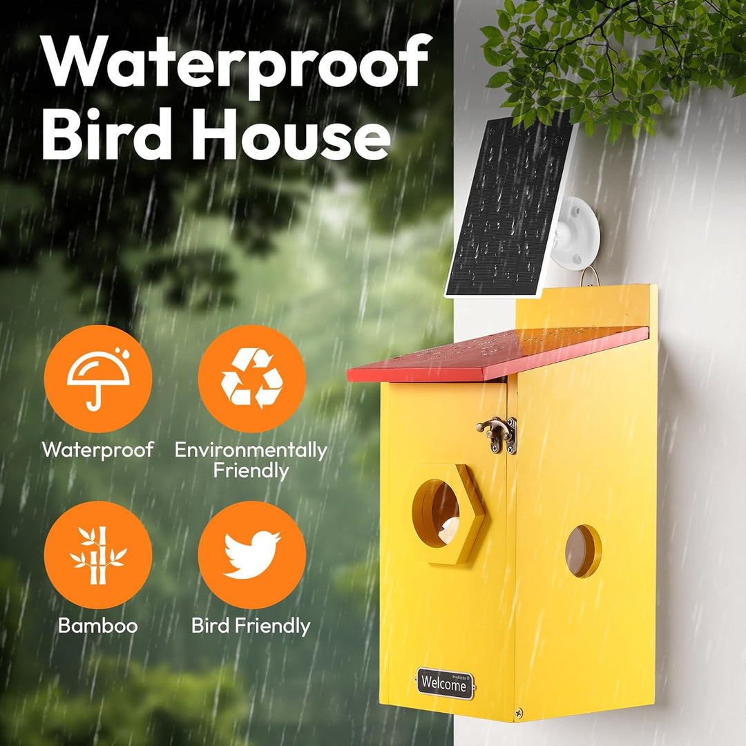 Vogelhaus mit 5MP Kamera Solar WLAN, Bunte Nistkasten zum Aufhängen für Wetterfest, 2,4G WiFi &amp; App