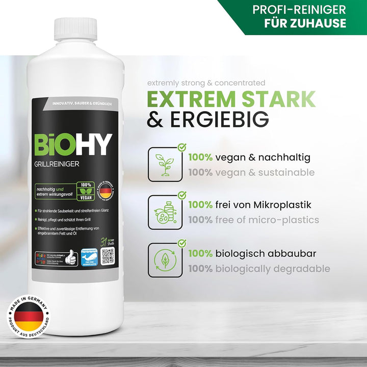 BiOHY Grillreiniger (9 x 1 Liter) + Dosierer | Reiniger für Holzkohle-, Gas- und Elektrogrill | Hoch