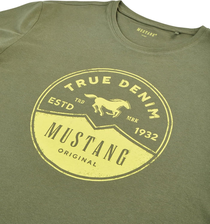 MUSTANG Herren T-Shirt 4er Pack Frontprint O-Neck Rundhalsausschnitt Kurzarm Regular Tee Shirt 100%