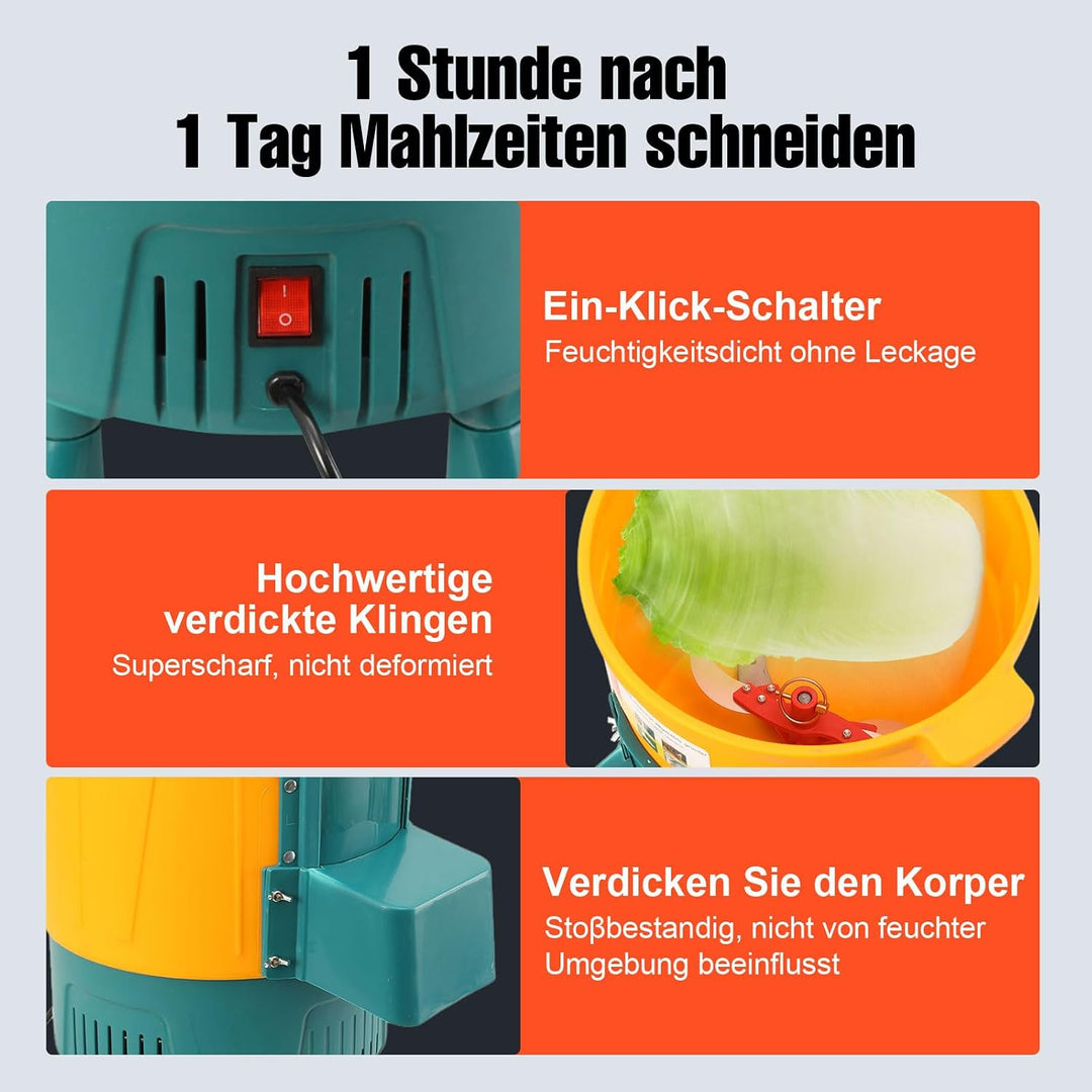 LALABU Gewerblicher Futterhäcksler, 550W 30L Gemüsehäcksler mit 400 kg/h Stündliche Schneidkapazität