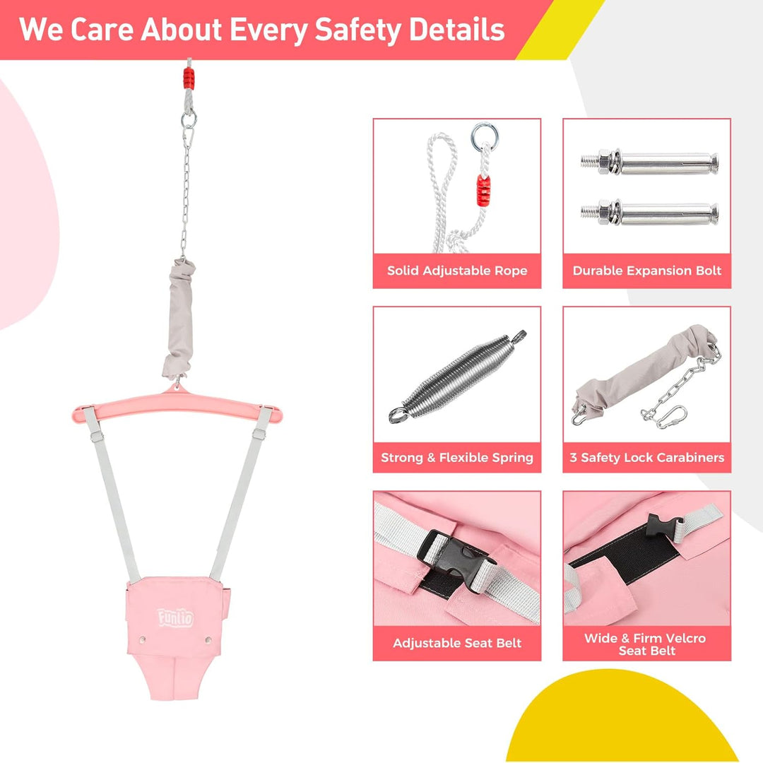 FUNLIO Baby Türhopser mit Deckenhaken für 6–24 Monate, Baby Hüpfschaukel für Drinnen und Draussen, K