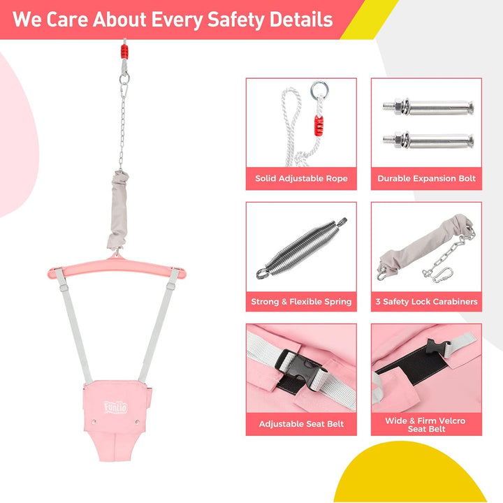 FUNLIO Baby Türhopser mit Deckenhaken für 6–24 Monate, Baby Hüpfschaukel für Drinnen und Draussen, K