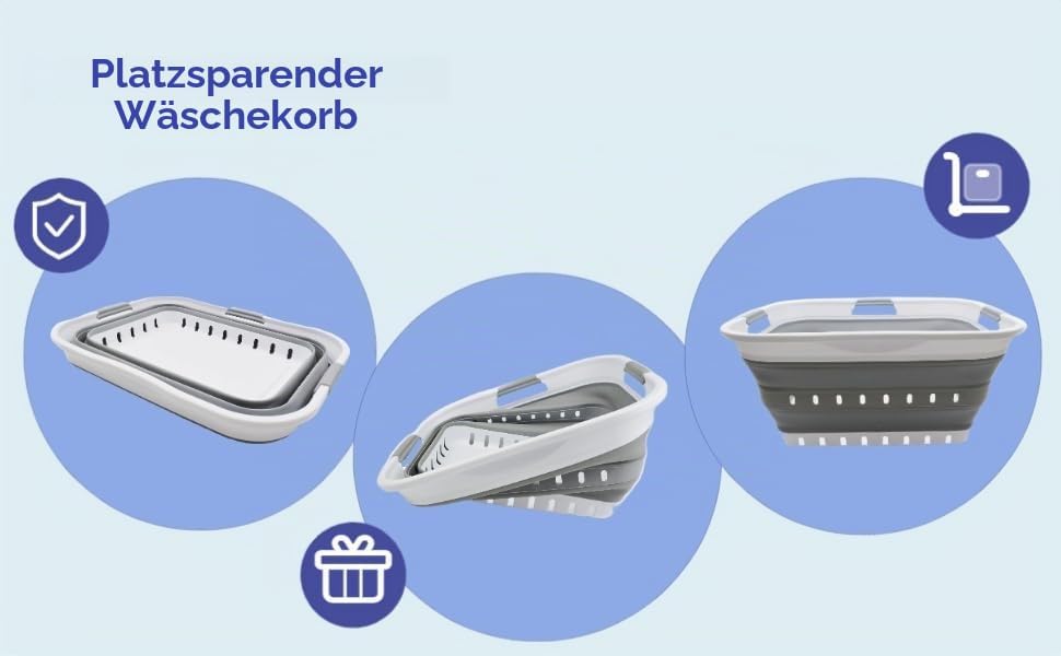 SAMMART 42L Faltbarer Wäschekorb aus Kunststoff – Faltbarer Pop-Up-Aufbewahrungsbehälter/Organizer –