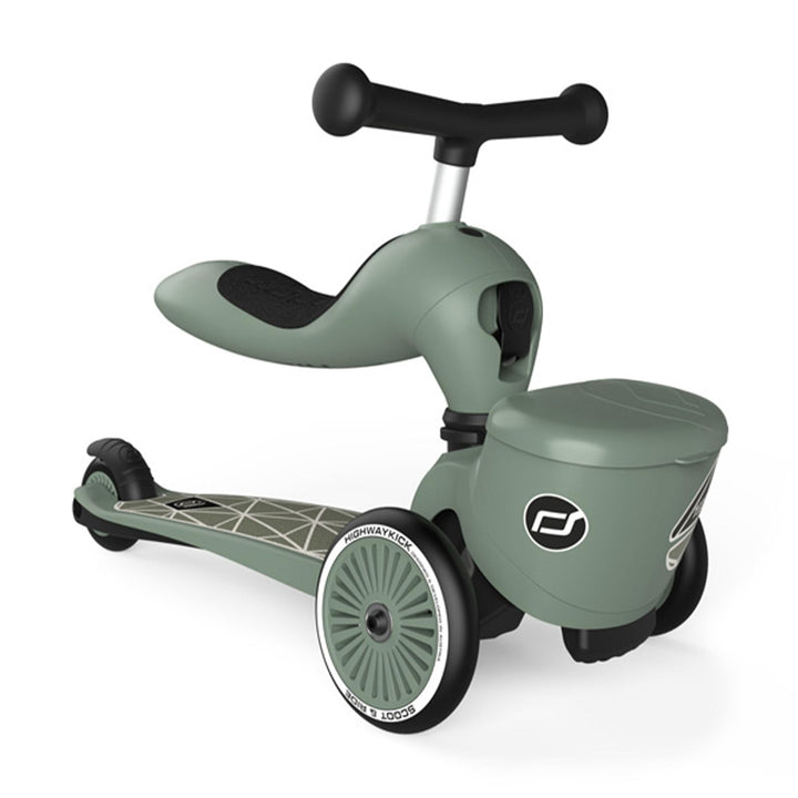 Scoot & Ride Unisex – Babys Highwaykick 1 Lifestyle Kickboard mit Sitz und Behälter… Green Lines, Gr