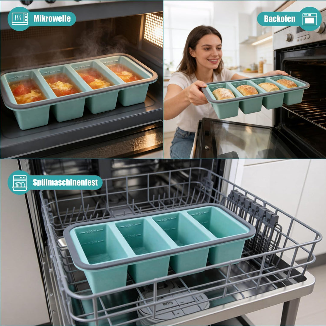 3 Stück Souper Cubes Set Silikon Gefrierform, 250ml & 500ml Fassungsvermögen Extra Grosse Einfrieren