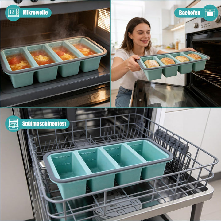 3 Stück Souper Cubes Set Silikon Gefrierform, 250ml & 500ml Fassungsvermögen Extra Grosse Einfrieren