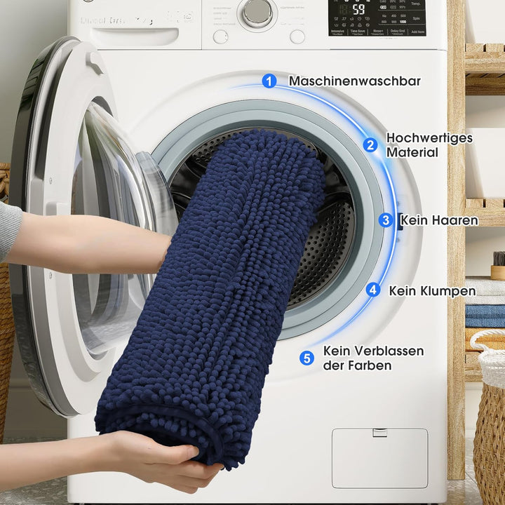 Badvorleger Set 3-Teilig-Weiches Badematten Set mit Rutschfester, Chenille Saugfähige Badteppiche Se