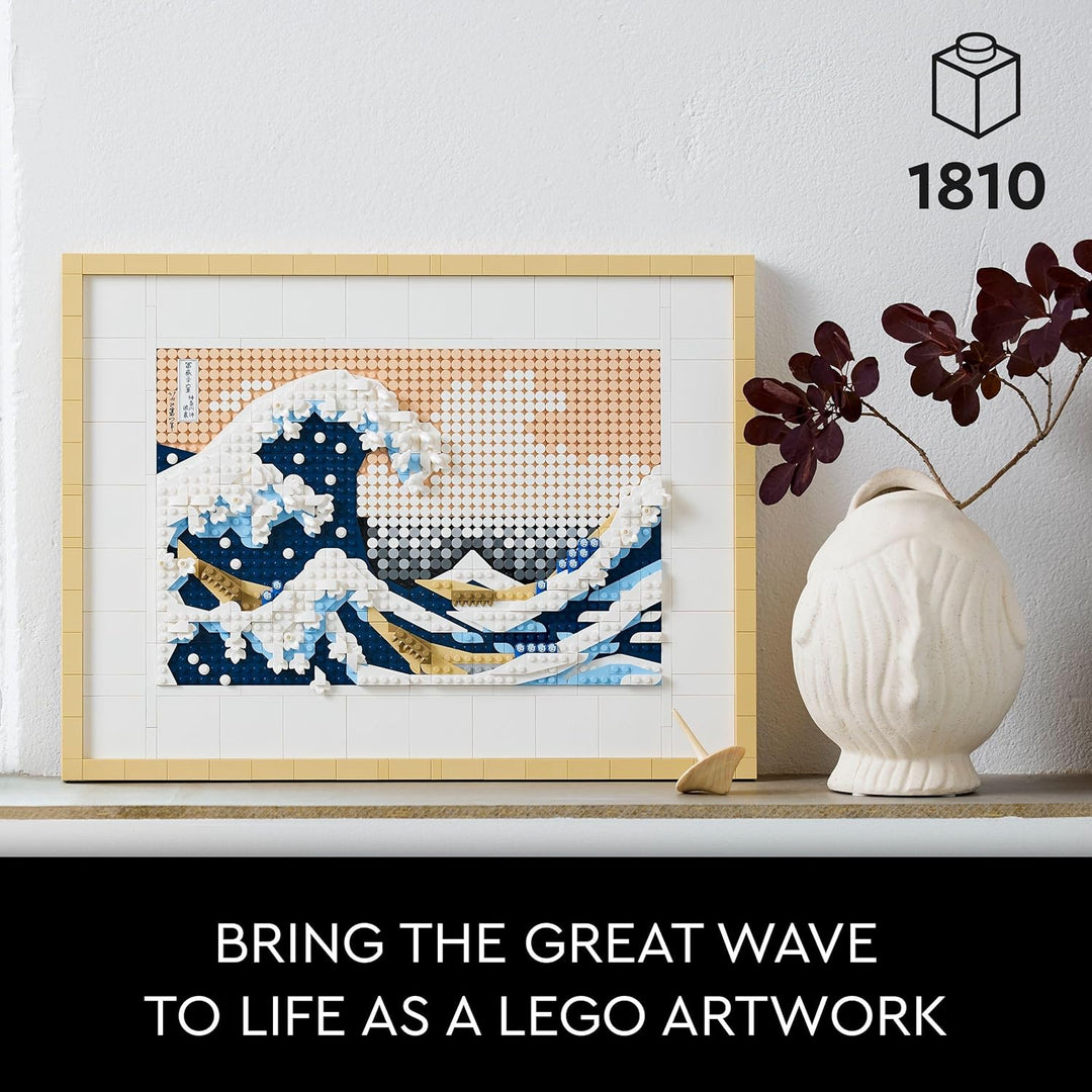 LEGO Art Hokusai – Grosse Welle, 3D Japanische Wanddeko, Bastelset & Icons Mini Pflanzen, 9 künstlic