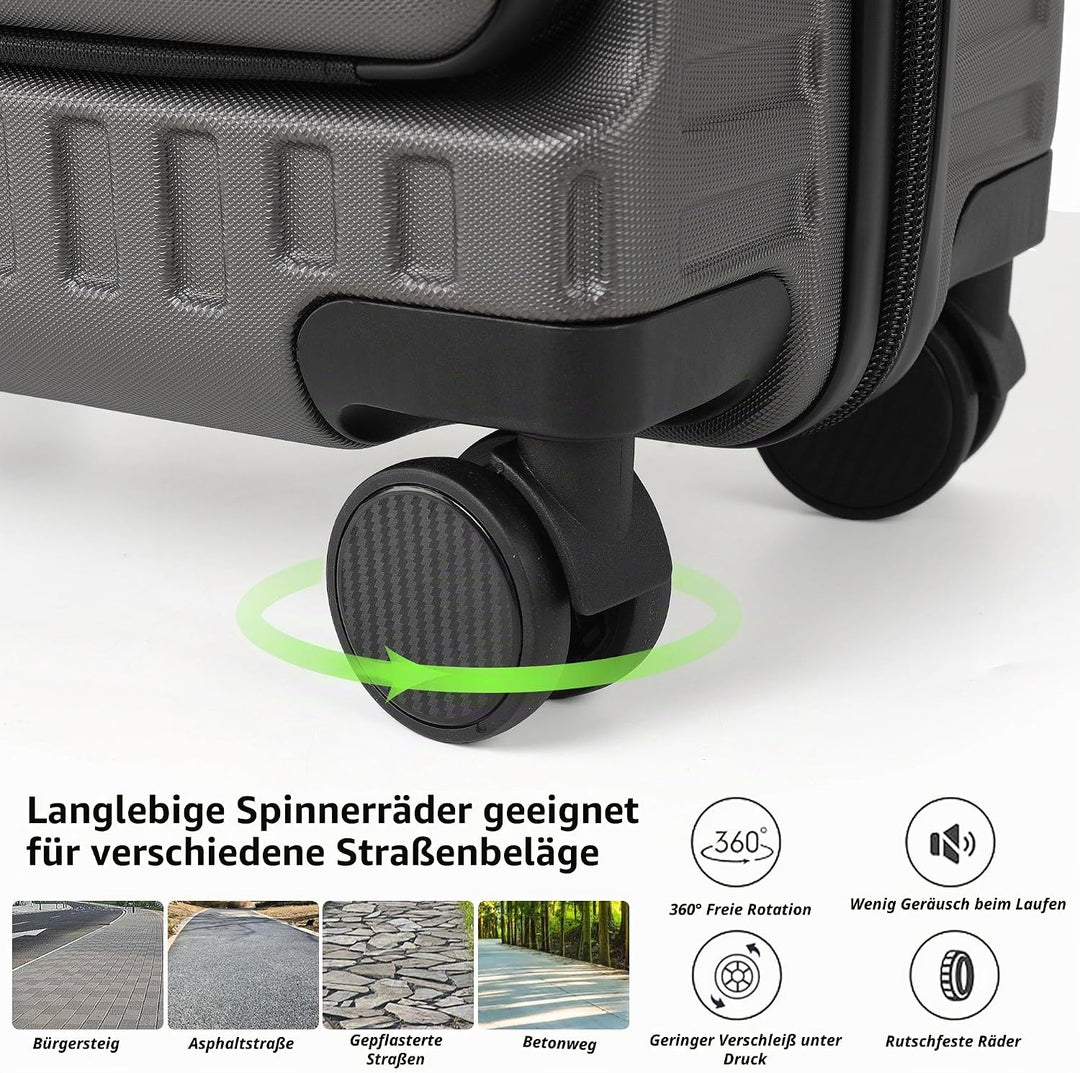TANTOMI Handgepäck Koffer mit Laptopfach, 20 Zoll Hartschalenkoffer, Leichter ABS-Rollkoffer, Reisek