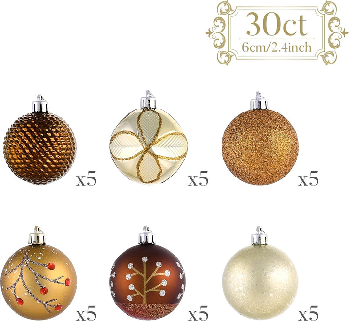 Valery Madelyn Weihnachtskugeln 30 Stücke 6cm Kunststoff Christbaumkugeln Weihnachtsdeko mit Aufhäng