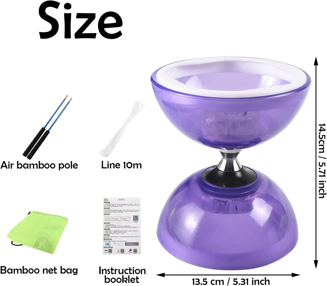 SagaSave Dreifach gelagerte Yoyo Diabolo Spielzeug mit professioneller Stange, langlebige transparen