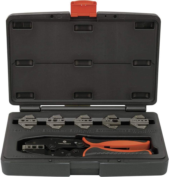 TOOLCRAFT PZ-505 818645 Crimpzange 7teilig Koaxial-Steckverbinder BNC, TNC, LWL-Stecker RG6, RG8, RG