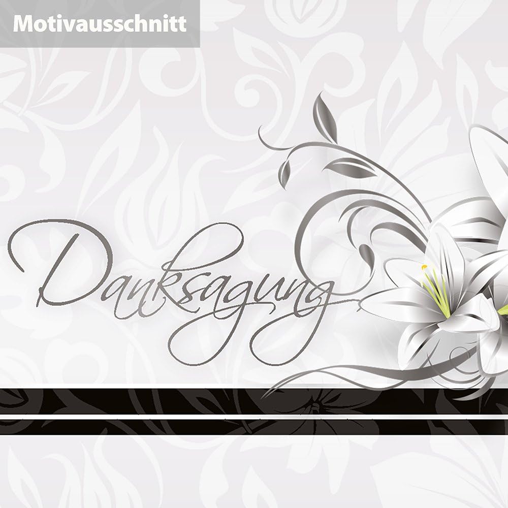 tatmotive Danksagung Trauerkarten 10 Sets, selbst bedruckbar/beschreibbar mit feinem Einlegeblatt, m