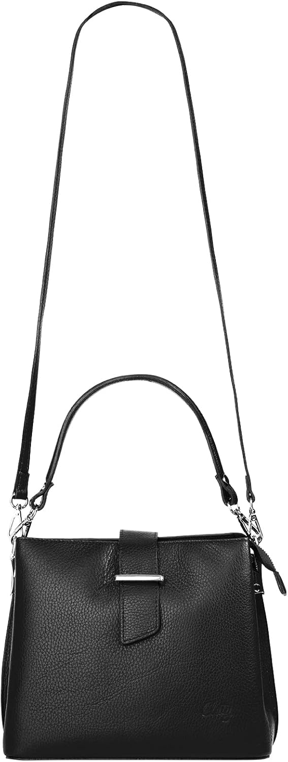 Handtasche Echt Leder Damen Made in Italy, Tragetasche, Umhängetasche, Abendtasche aus Leder 021791