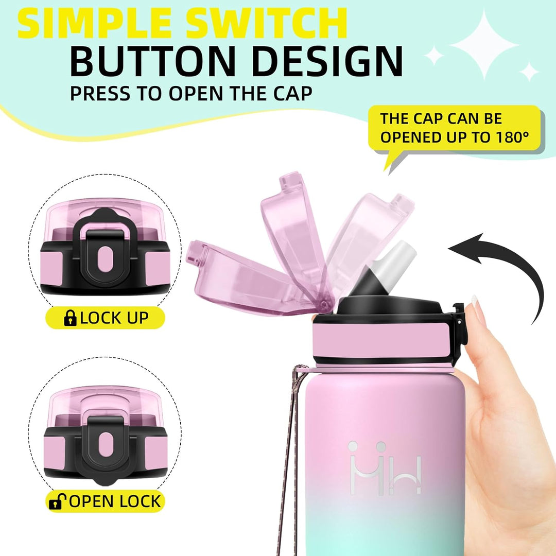 Trinkflasche Edelstahl - Thermosflasche 500ml - Trinkflasche Kinder - Flip Cover Trinkflaschen mit S