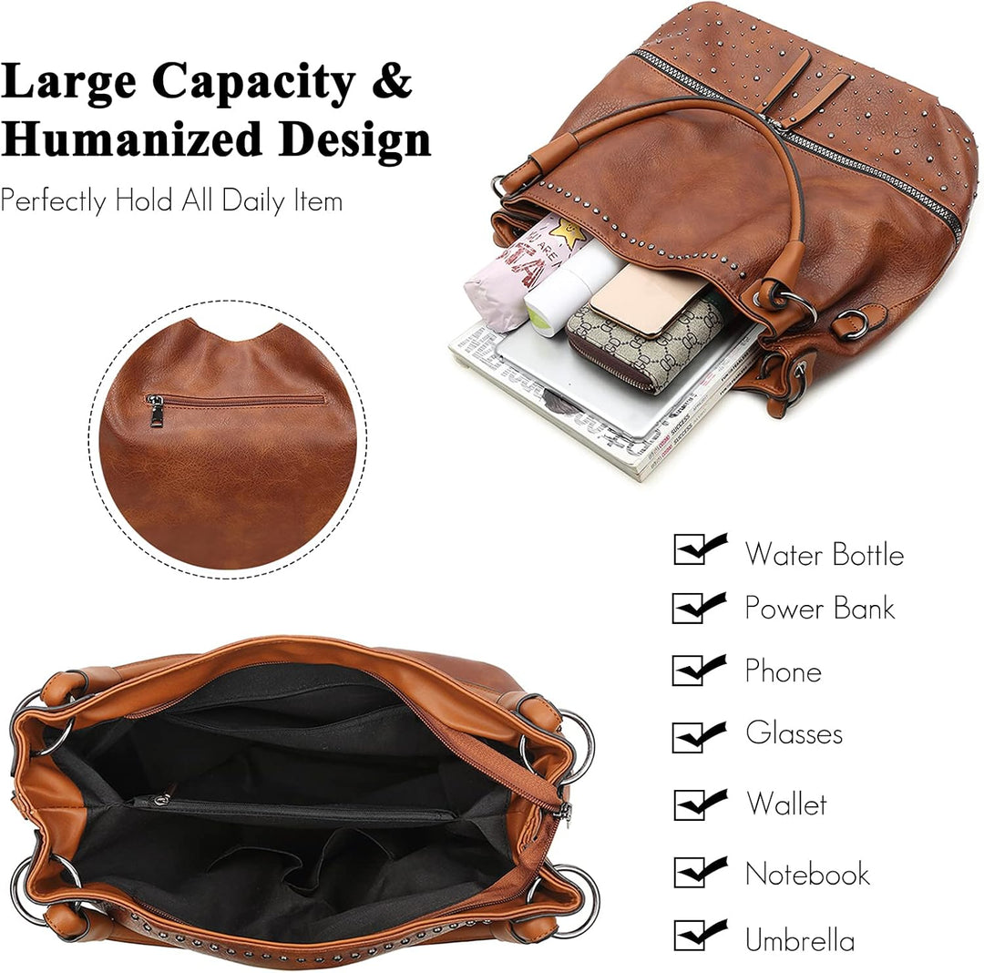 FANDARE Retro Handtaschen Damen Schultertasche Umhängetasche Frauen PU Leder Wasserdicht Tragetasche