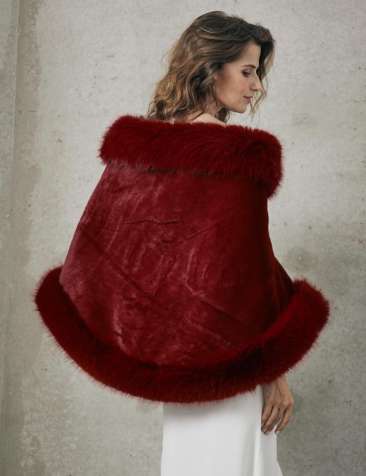 BEAUTELICATE Kunstpelz Schal Stola Bolero Damen Für Frauen Hochzeit Abend Braut Brautschal Brautstol