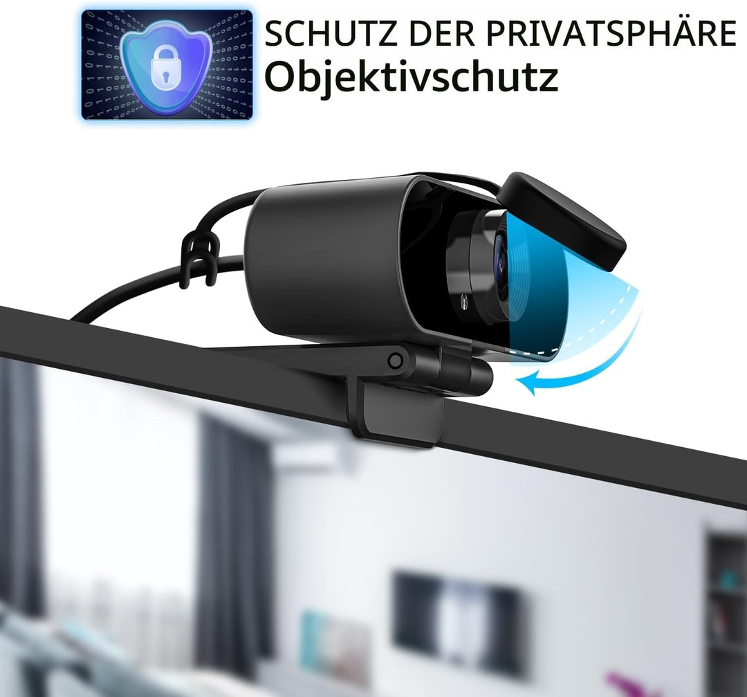 Smilodon 1080P HD Webcam, Pro, mit 110° Weitwinkel, Sichtschutz Abdeckung, Stativ, für Konferenzen,