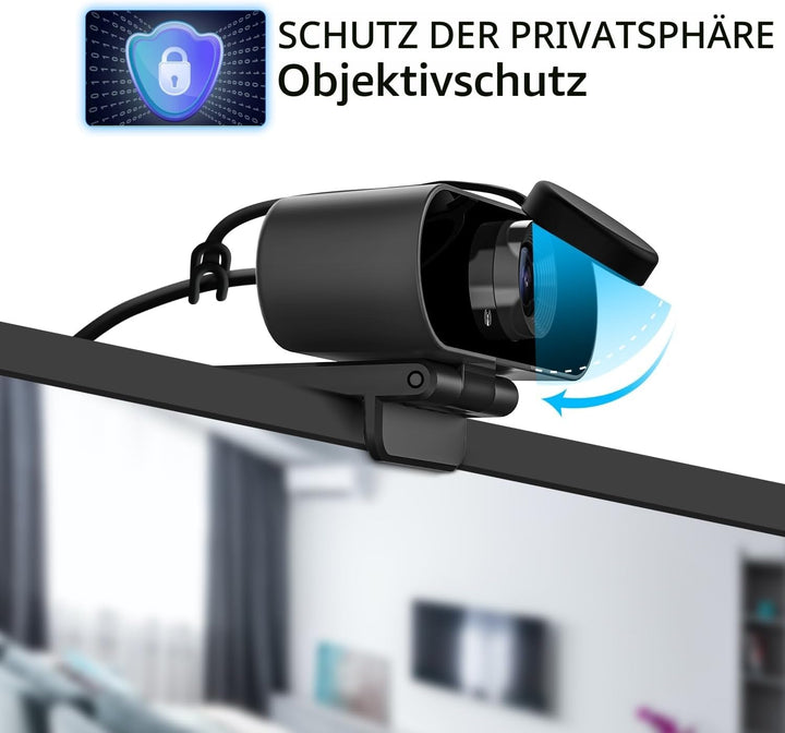 Smilodon 1080P HD Webcam, Pro, mit 110° Weitwinkel, Sichtschutz Abdeckung, Stativ, für Konferenzen,