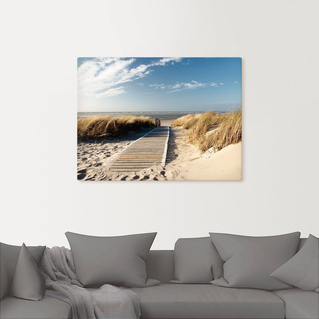 Artland Leinwandbild Wandbild Bild auf Leinwand 80x60 cm Wanddeko Strand Meer Maritim Düne Gräser No