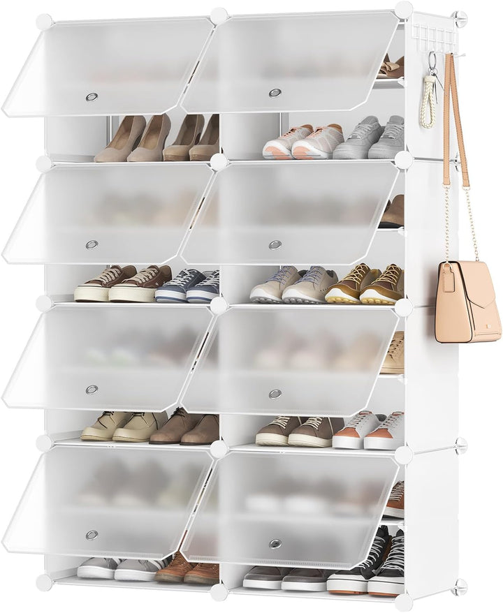 HOOBRO Schuhregal mit 8 Fächern, Schuhschrank, für 32 Paar Schuhe, 40 x 30 x 30 cm pro Fach, schmal,