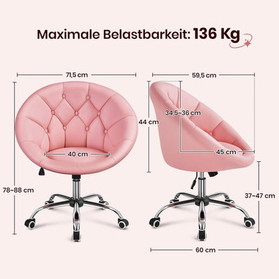 Yaheetech Schreibtischstuhl Ergonomischer Schminktisch Stuhl, Bürostuhl, höhenverstellbar Bürosessel