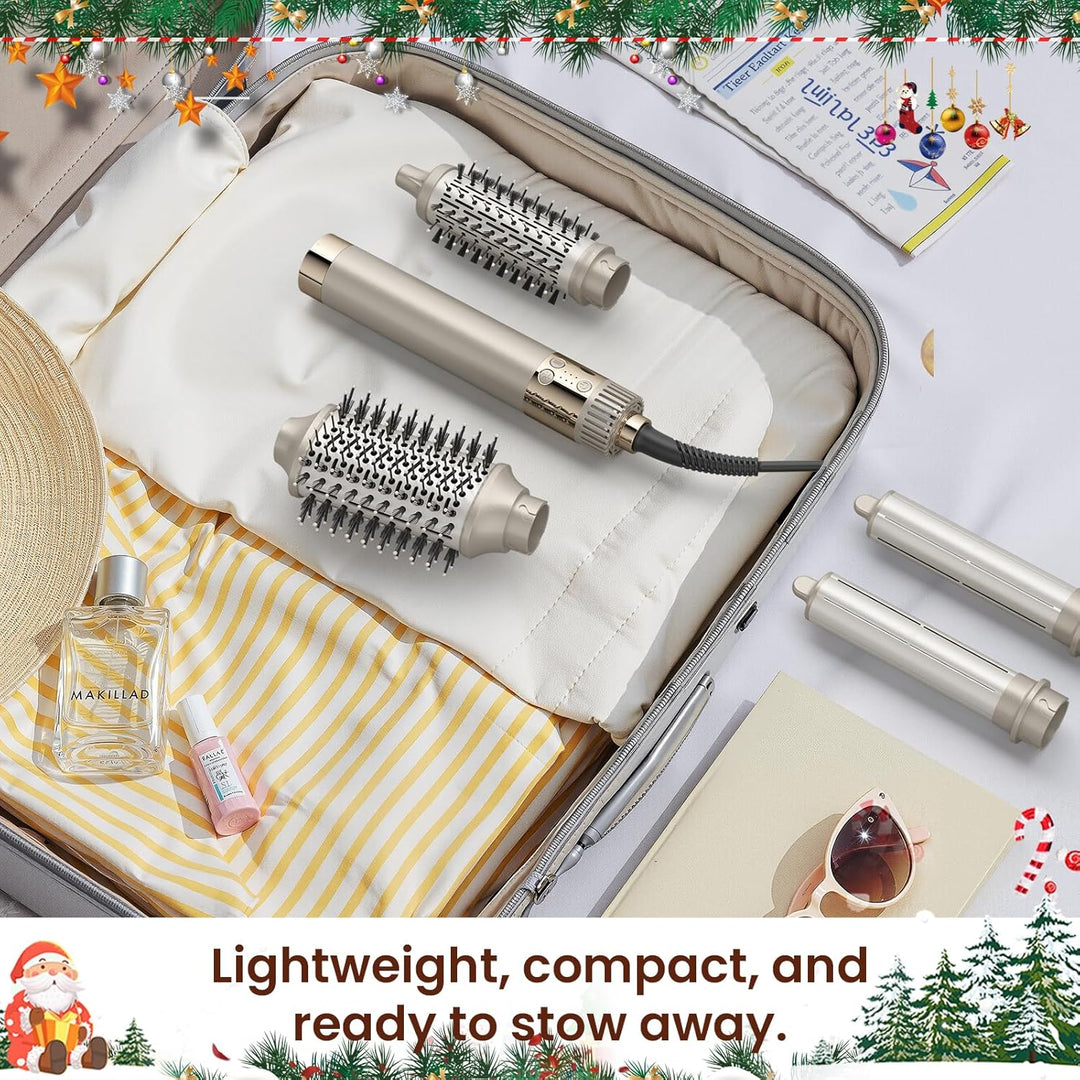 MESCOMB 5 in 1 Airstyler & Hairstyler Set – Ionen Föhn, Auto Lockenstab & Volumenbürste – Schnelltro